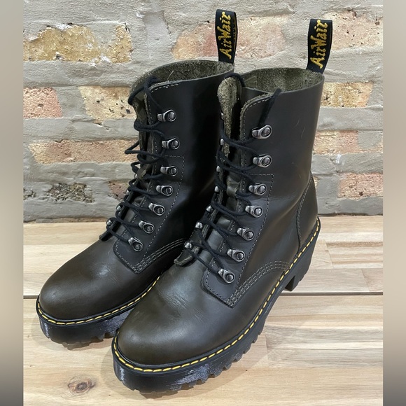 Dr. Martens Leona Platform Ankle Boots, Size 9, Dark Taupe - Picture 3 of 8